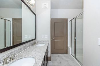 Bathroom with glass separated shower